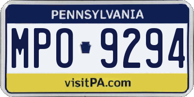 PA license plate MPO9294