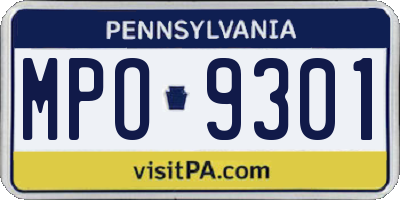 PA license plate MPO9301