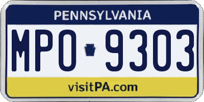 PA license plate MPO9303
