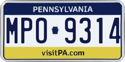 PA license plate MPO9314