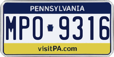 PA license plate MPO9316