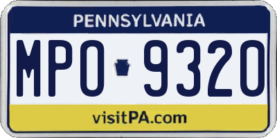 PA license plate MPO9320