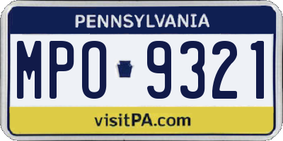 PA license plate MPO9321