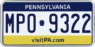 PA license plate MPO9322