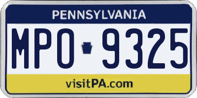 PA license plate MPO9325