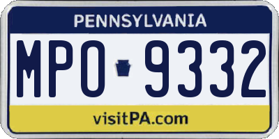 PA license plate MPO9332