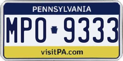 PA license plate MPO9333