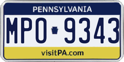 PA license plate MPO9343