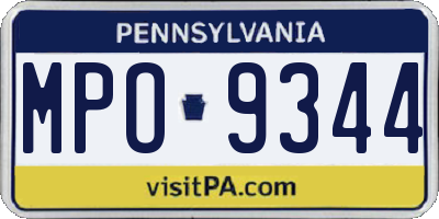 PA license plate MPO9344
