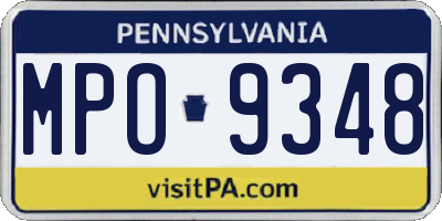 PA license plate MPO9348