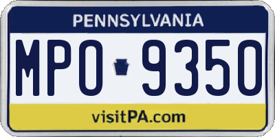 PA license plate MPO9350