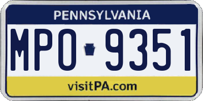 PA license plate MPO9351