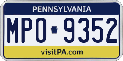 PA license plate MPO9352