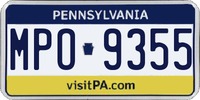 PA license plate MPO9355