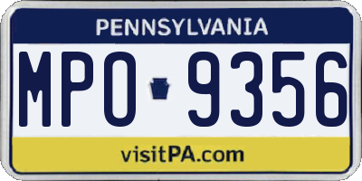 PA license plate MPO9356
