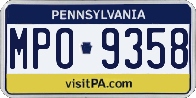 PA license plate MPO9358