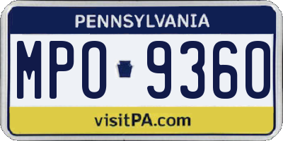 PA license plate MPO9360