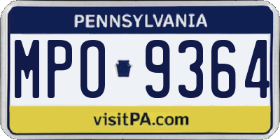 PA license plate MPO9364
