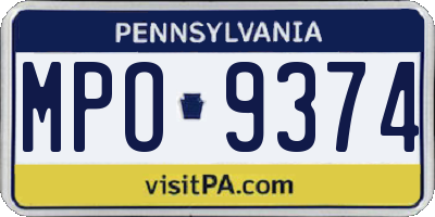 PA license plate MPO9374