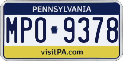 PA license plate MPO9378
