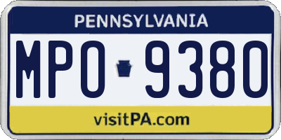 PA license plate MPO9380