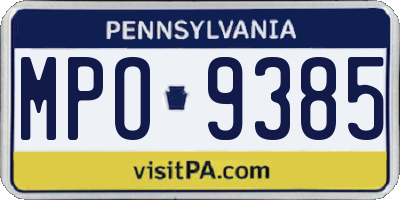 PA license plate MPO9385