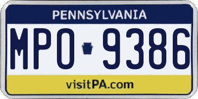 PA license plate MPO9386