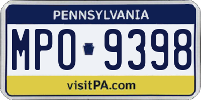 PA license plate MPO9398