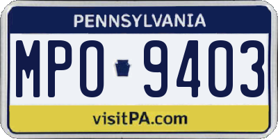 PA license plate MPO9403