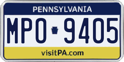 PA license plate MPO9405