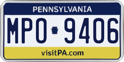PA license plate MPO9406
