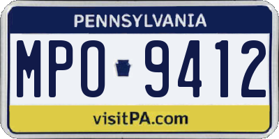 PA license plate MPO9412