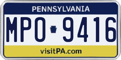 PA license plate MPO9416