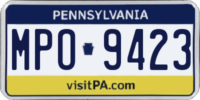 PA license plate MPO9423