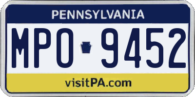 PA license plate MPO9452
