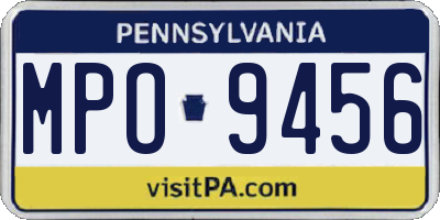 PA license plate MPO9456