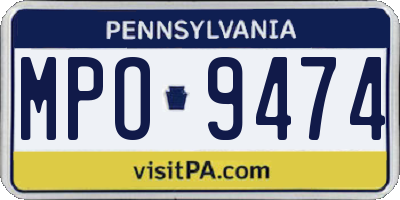PA license plate MPO9474
