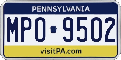 PA license plate MPO9502