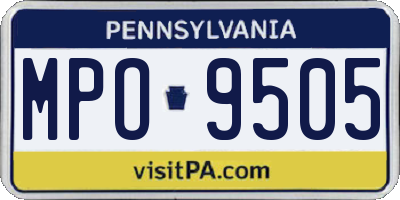 PA license plate MPO9505