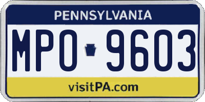 PA license plate MPO9603