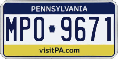 PA license plate MPO9671