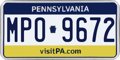 PA license plate MPO9672