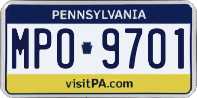 PA license plate MPO9701