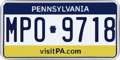 PA license plate MPO9718