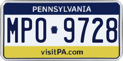 PA license plate MPO9728