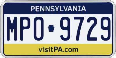 PA license plate MPO9729