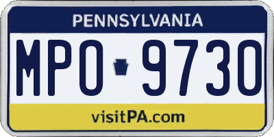 PA license plate MPO9730