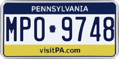 PA license plate MPO9748