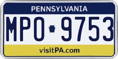 PA license plate MPO9753