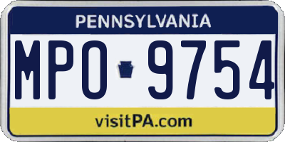 PA license plate MPO9754